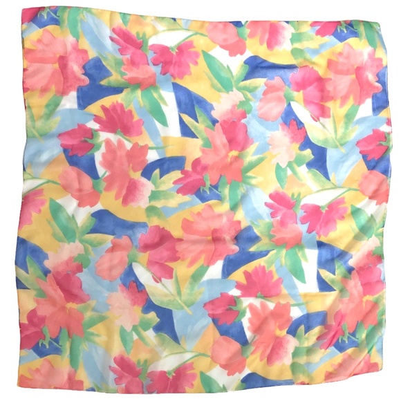 Vintage Accessories - Vntage Scarf With Floral Design - 30” Square